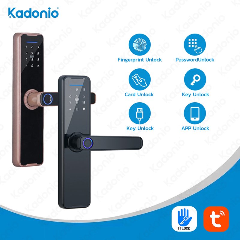 Kadonio Keyless Lock Tuya Home Security Alarm System Door Entry Code Remote Fingerprint Smartlock For Home Apartment