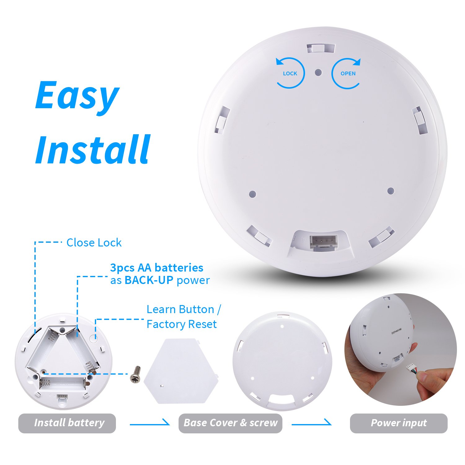 Z-Wave Wireless Strobe Siren with Sound AC110V App Remote Control ABS Material Door Sensor for Home Security and Automation