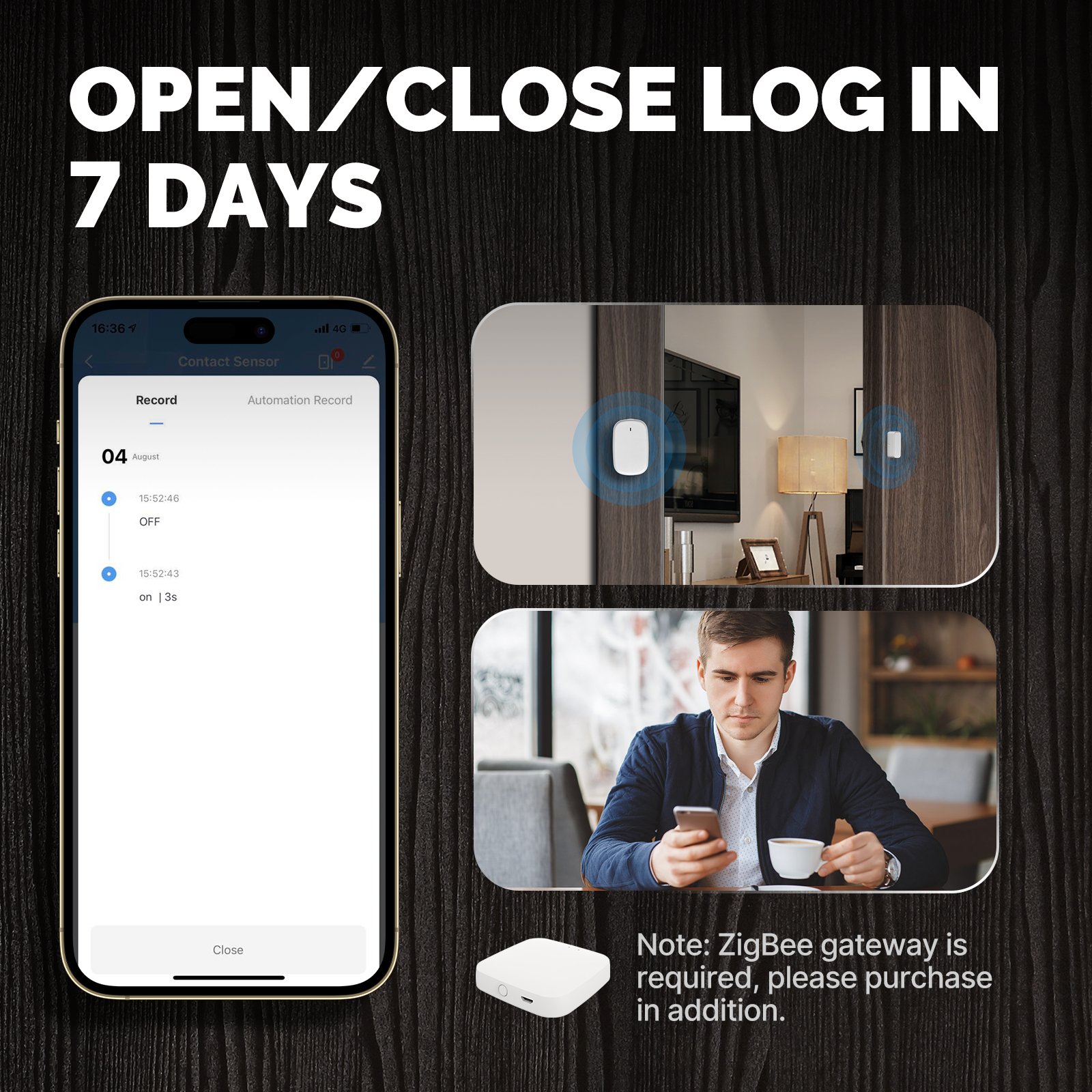 ZigBee Tuya Door Window Contact Sensor MOES Smart Home Wireless Door Open /Closed Detector Work With Alexa Google Home