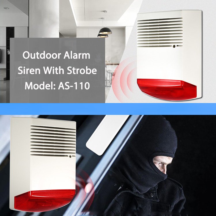 External Outdoor Alarm Siren 12v 120dB Home Security Loud Siren Strobe Light Siren for Intrusion Detection Alarm System