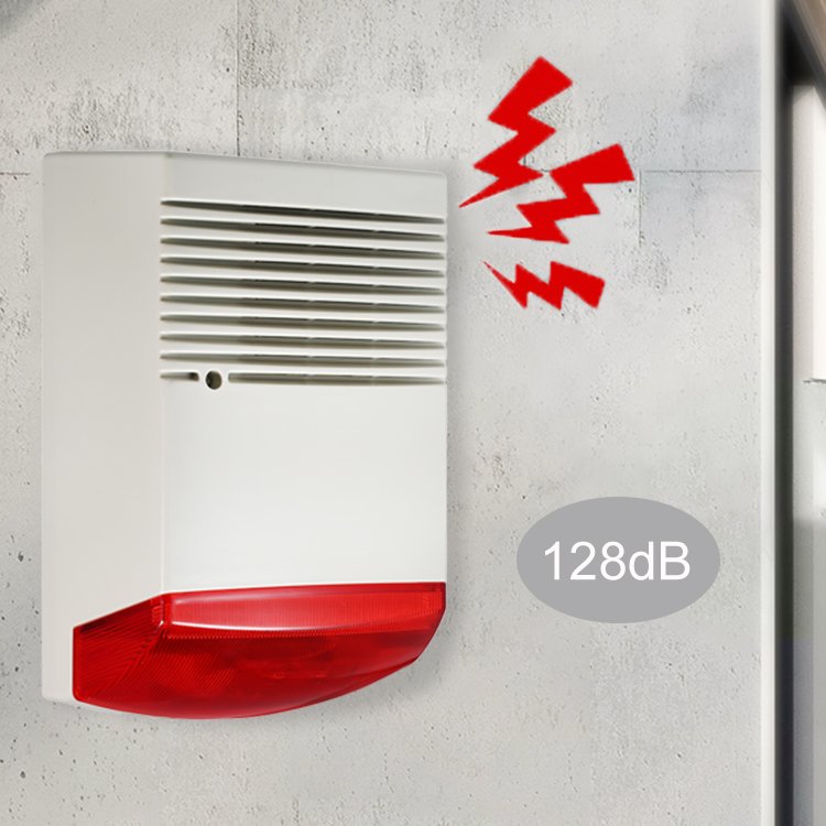 External Outdoor Alarm Siren 12v 120dB Home Security Loud Siren Strobe Light Siren for Intrusion Detection Alarm System