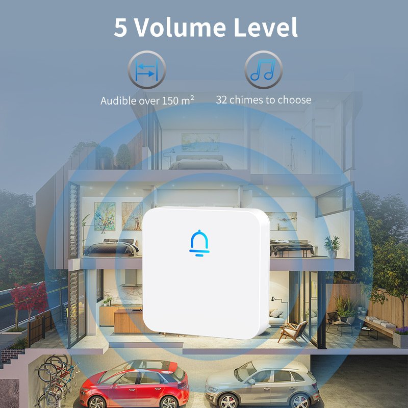 2024 New Design 433MHZ Wireless Smart Doorbell Home Security Burglar Alarm System Door Bell