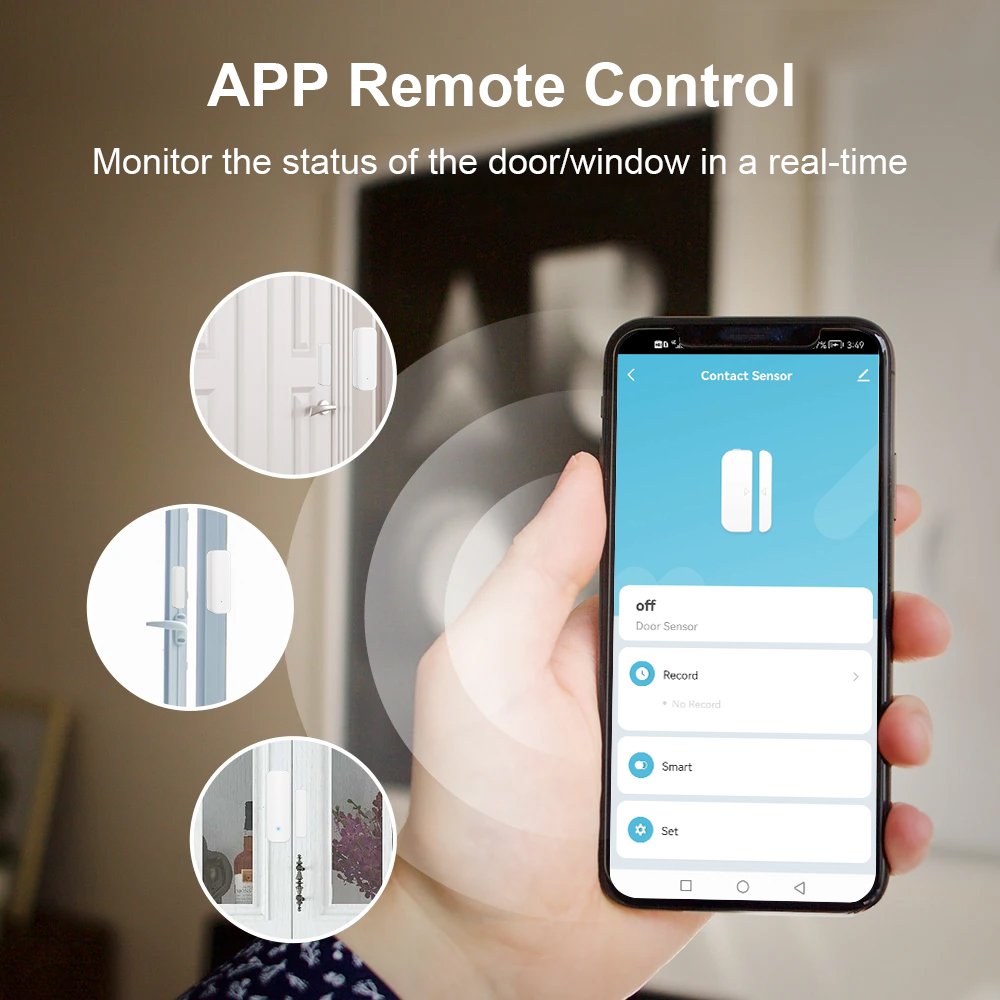 Tuya Smart Wireless WI-FI door and window opening sensor Home Security Automation System Door Contact Sensor