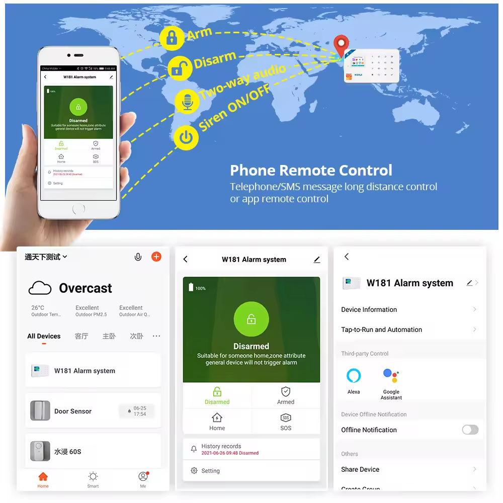 KERUI W181 WIFI GSM Alarm System Tuya Smart 5MP Camera Water Leakage Home Security Alarm System Burglar Wireless Alarm Kit Home