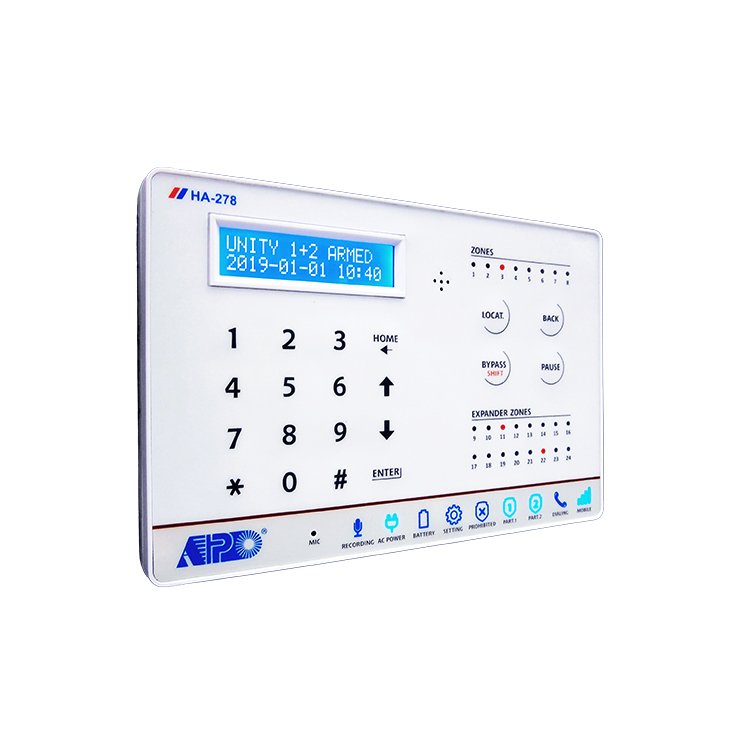 HA-278-A Traditional Wired Alarm Systems Panel Contact ID Format with Alarm Monitoring Station PSTN Phone Line 8 Zones