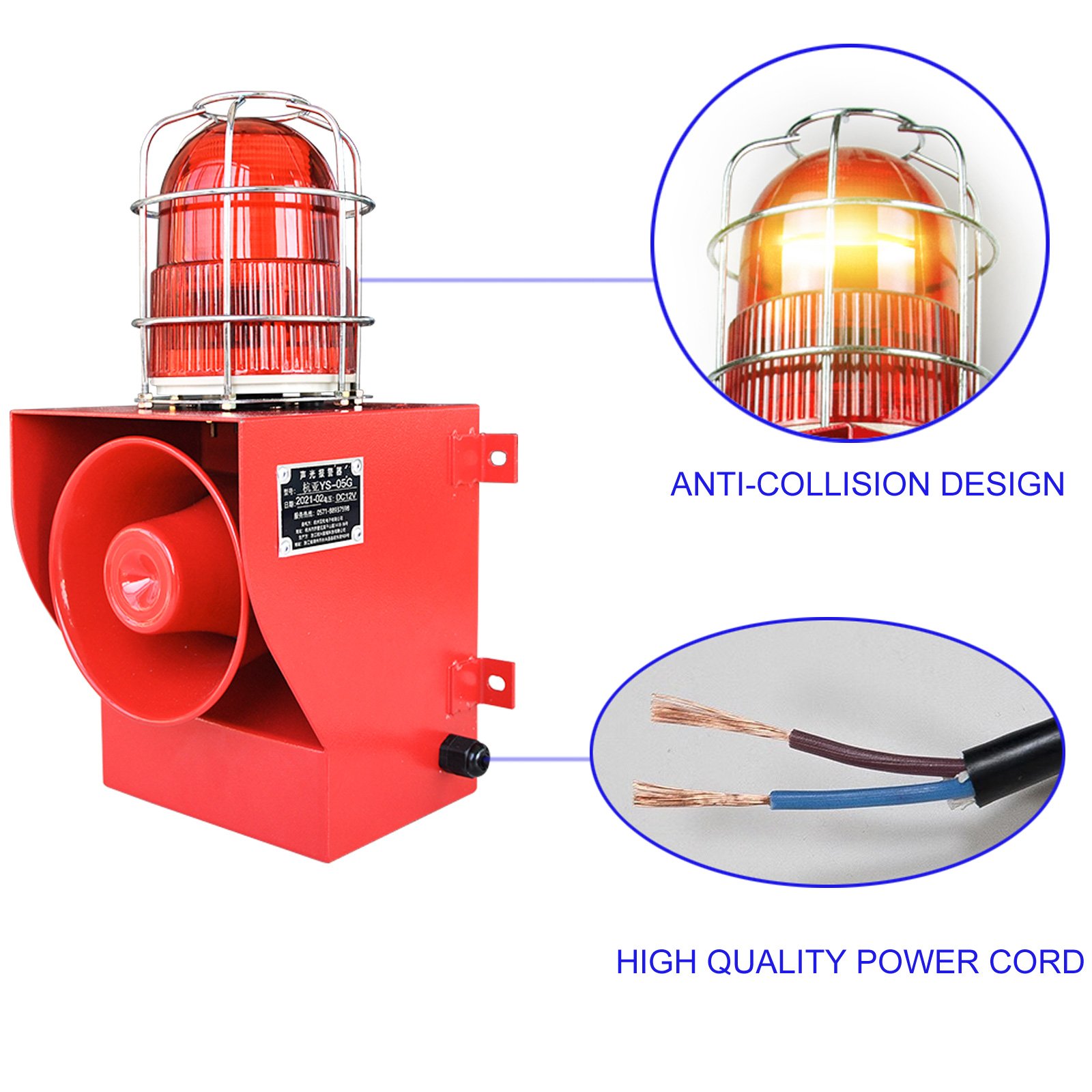 IP66 Waterproof Anti -collision Outdoor Alarm Siren with buzzers 5 optional colors LED light 130dB home Security System SLA-05G