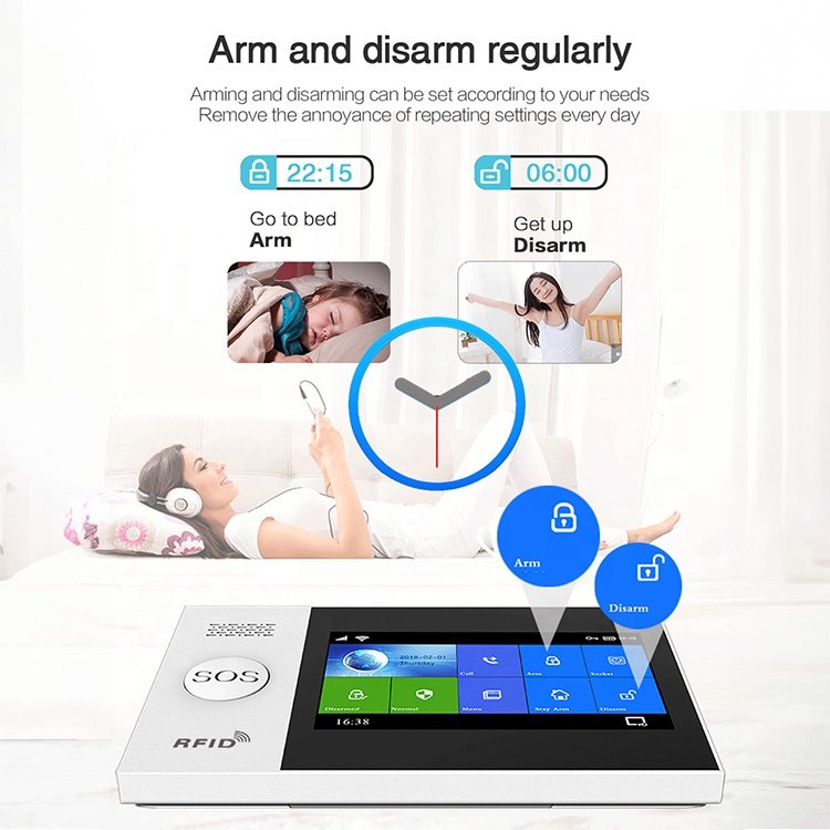 4.3 Inch Touch Screen GSM 4G Wireless WiFi Tuya Smart Home Burglar Alarm Security System