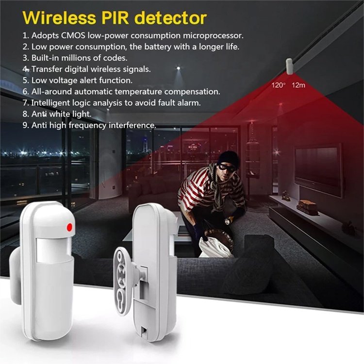 2pcs DC1.5V Battery Wireless Wide Angle PIR Infrared Motion Sensor Detector Anti Theft Pet Immunity Home Window Security Alarm