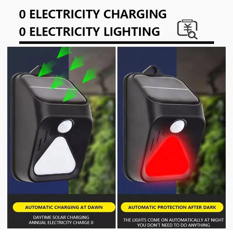 Wireless Remote Control Solar Powered IP65 Outdoor Intruder Alarm System Infrared Human Body Motion Detector Strobe Siren Alarm