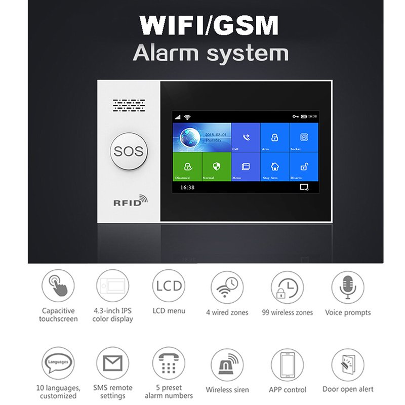 DAYTECH TA04 PIR Motion Detector Door Sensor Kit Tuya APP Control WIFI GSM Home Burglar Alarm System