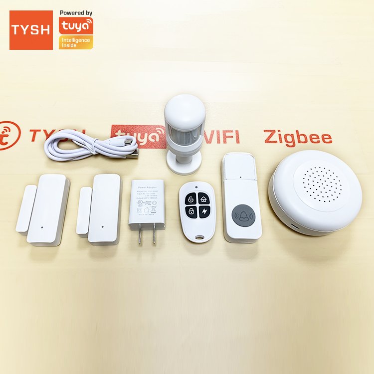TYSH WiFi Hub kit Doorbell Window Sensor Alexa Tuya/Smart Life Remote Control Alarm System Wireless Home Security with PIR