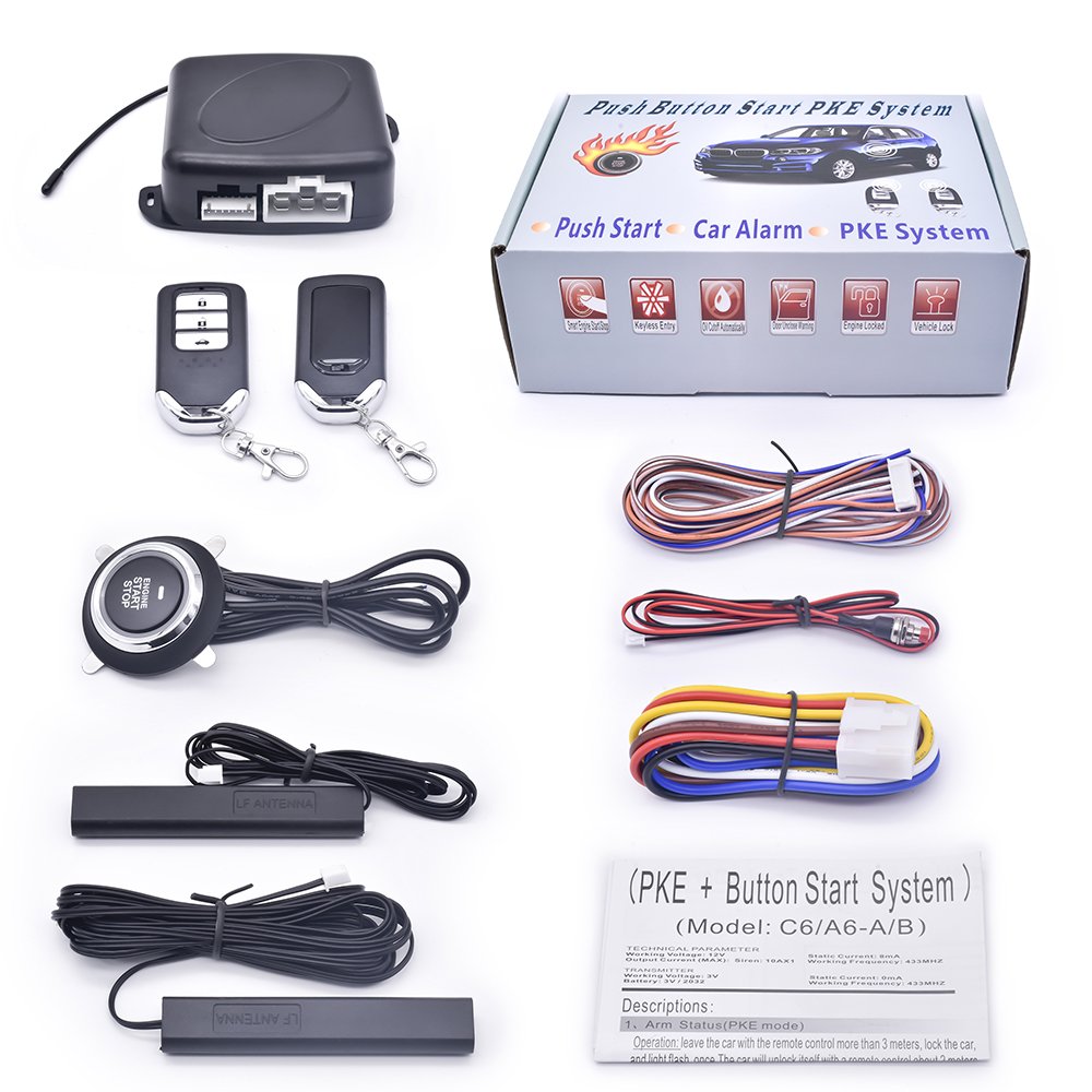 SZDALOS 06C Universal PKE Car Alarm Passive Keyless Entry System Remote Engine Start Stop System