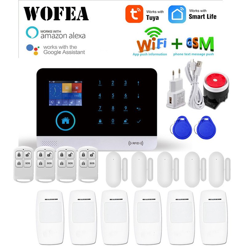 Tuya Smart Life Touch Keyboard WIFI 4G Alarm System GSM Home Burglar Security 433MHz 99 Wireless Zone APP Control