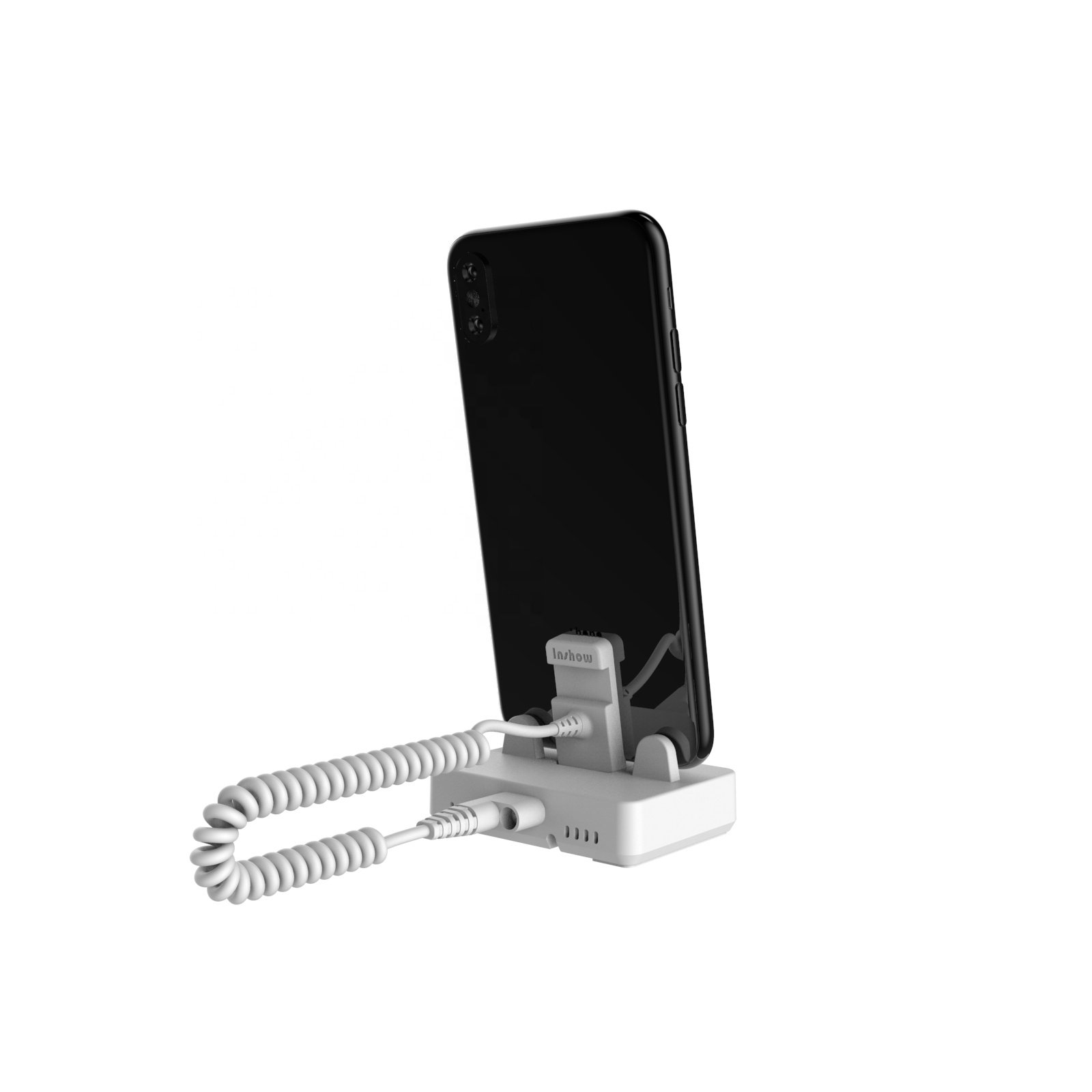 INSHOW A109 Mobile Phone Security Anti-Theft Device White Display Stand Apple Android Type C Cable