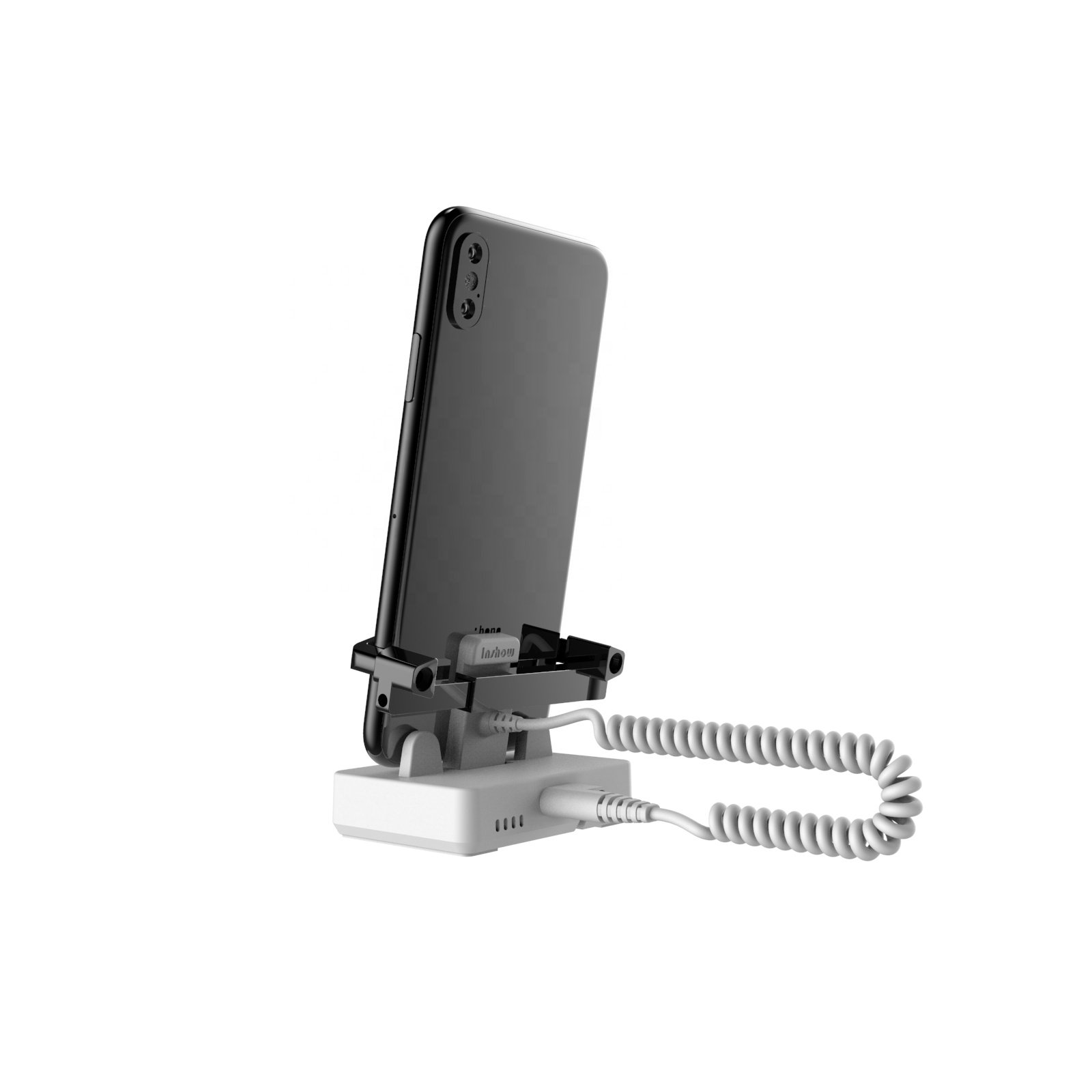 INSHOW A109 Mobile Phone Security Anti-Theft Device White Display Stand Apple Android Type C Cable