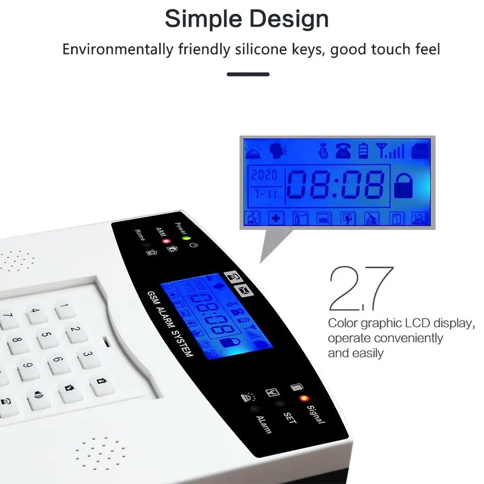 WiFi Wireless GSM Alarm System Smart life APP Control Tuya intelligent 2.4G WIFI door open alarm 433mhz PIR sensor Panic calling