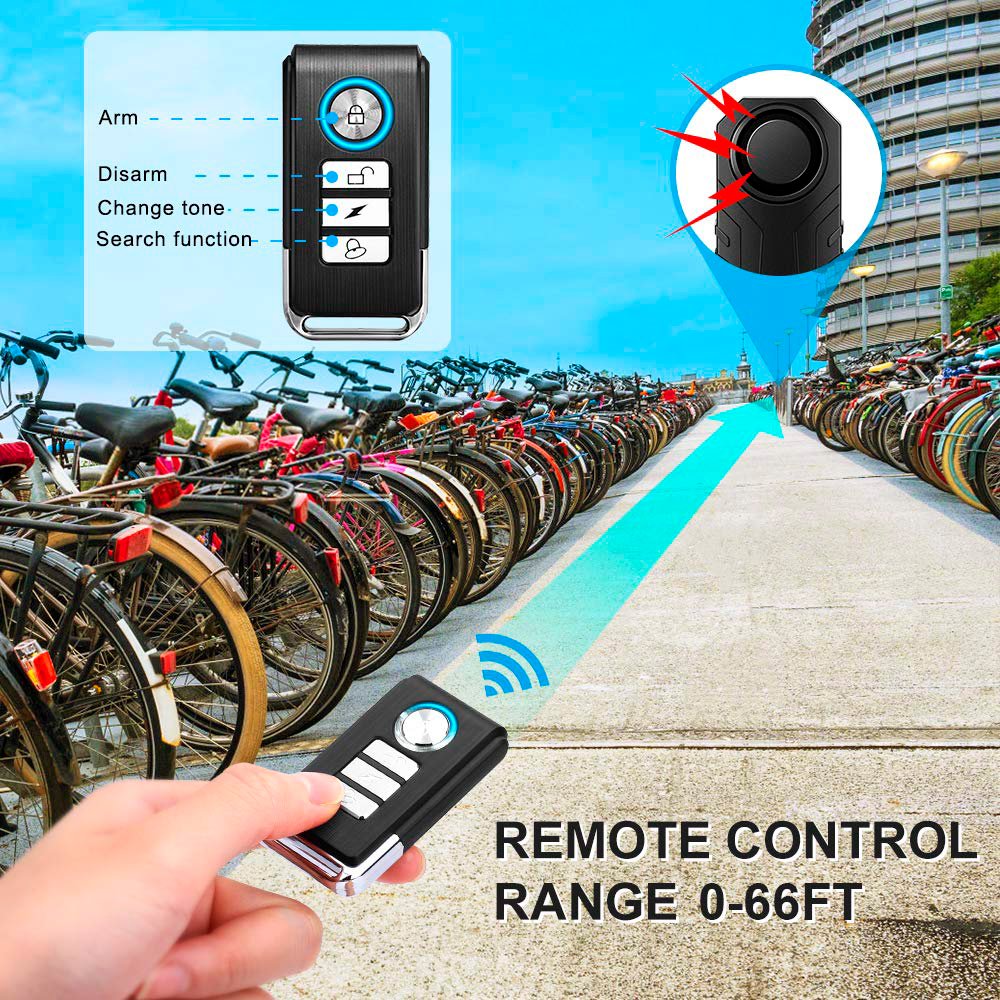 113dB Bike Alarm Wireless Waterproof Bike Alarm with Remote Control Anti-Theft Motorcycle Vehicle Security Alarm System