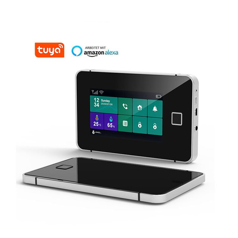 Fingerprint Arming and Disarming Smart Wifi GSM Touch Screen Alarm System With PIR Motion Sensor