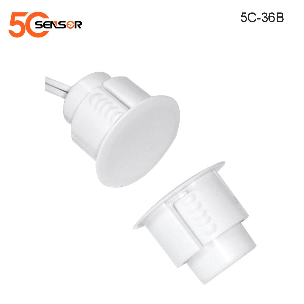 Recessed Steel Door Reed Switch 5C-36B Magnetic Contacts for Home Alarm ABS Plastic Door Sensor for Window Usage