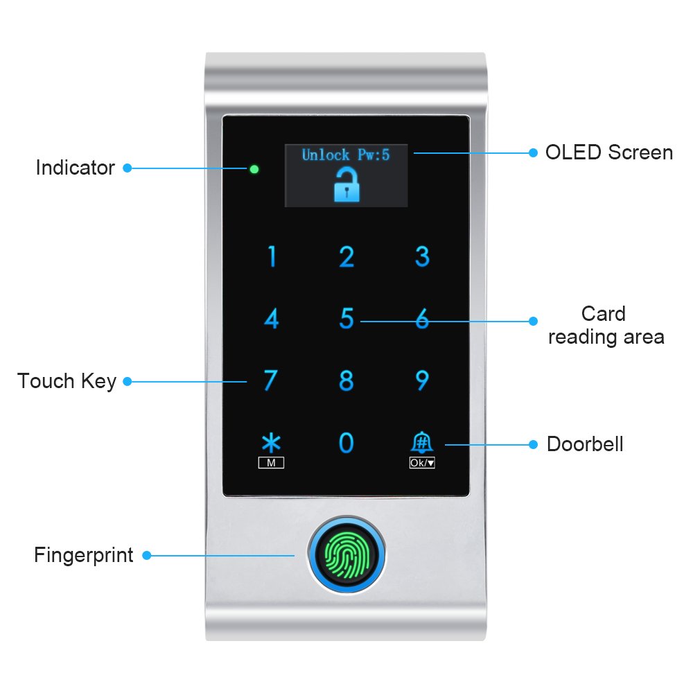 Outdoor IP65 Tuya Smart Biometric Fingerprint Reader RFID Access Control System Keyless Digital Keypad with OLED Display