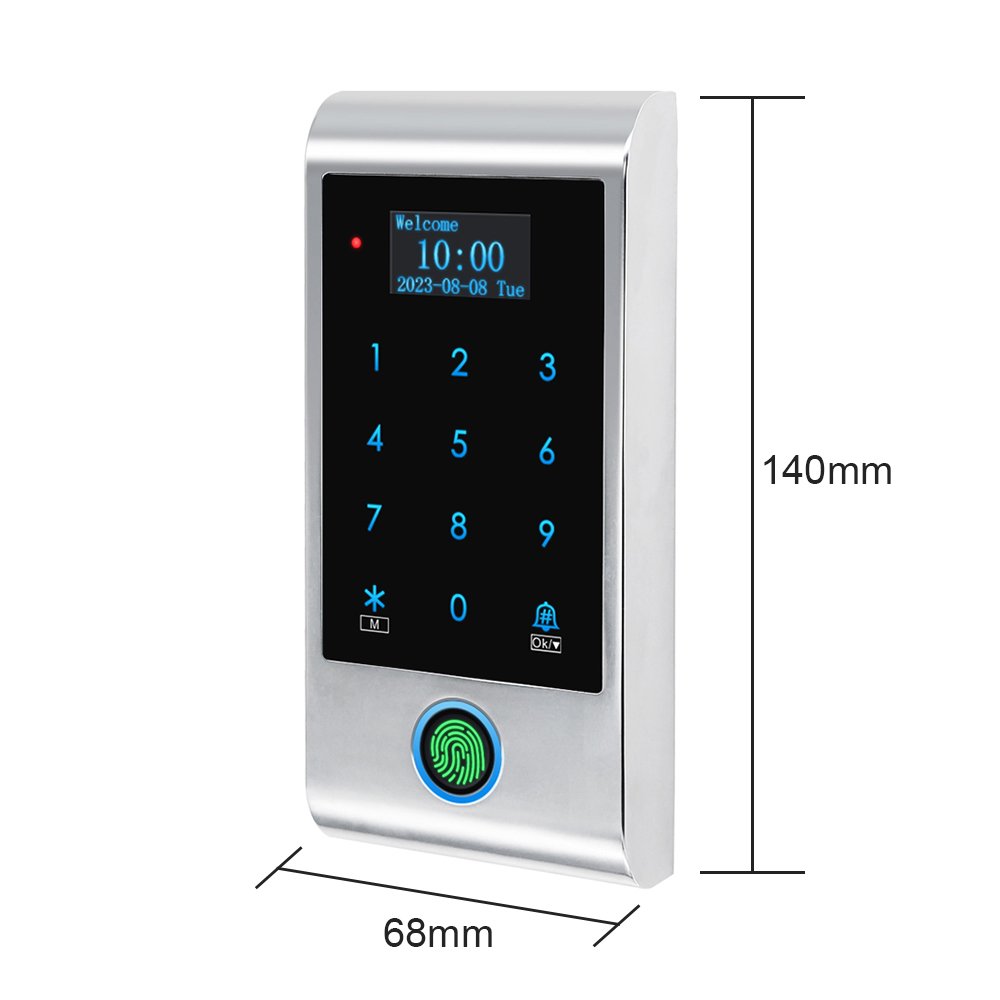 Outdoor IP65 Tuya Smart Biometric Fingerprint Reader RFID Access Control System Keyless Digital Keypad with OLED Display