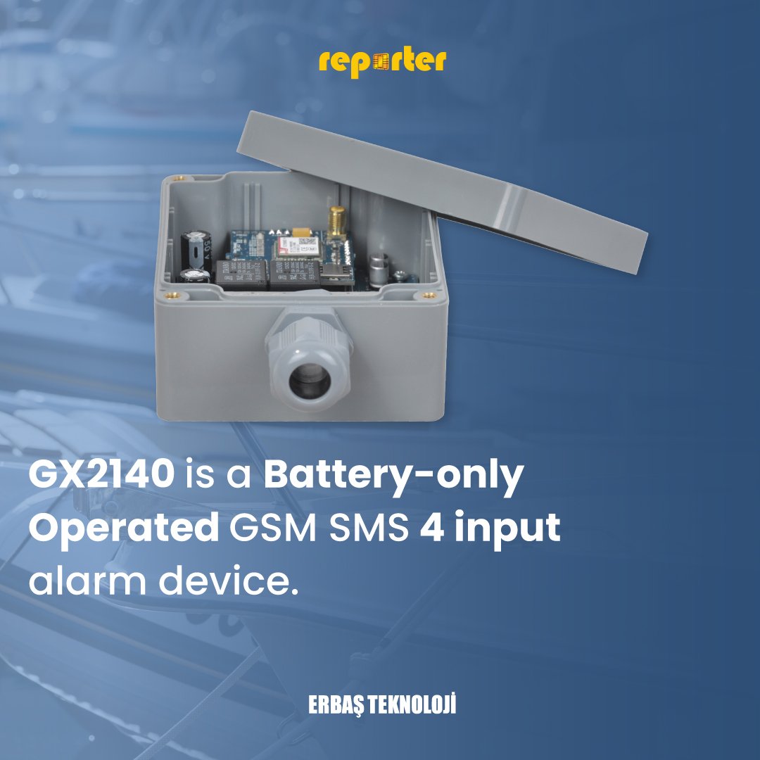 REPORTER GX2140 GSM SMS BATTERY POWERED OPERATED 4 INPUT ALARM DEVICE HOME OFFICE WAREHOUSE BOAT YACHT VEHICLE DEPOT