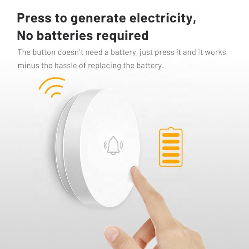 Wireless self powered doorbell intelligent home caller 433MHz doorbell alarm system EU UK US standard speaker