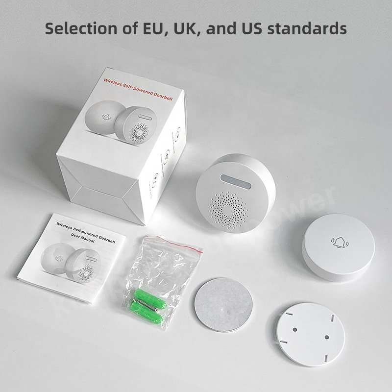 Wireless self powered doorbell intelligent home caller 433MHz doorbell alarm system EU UK US standard speaker