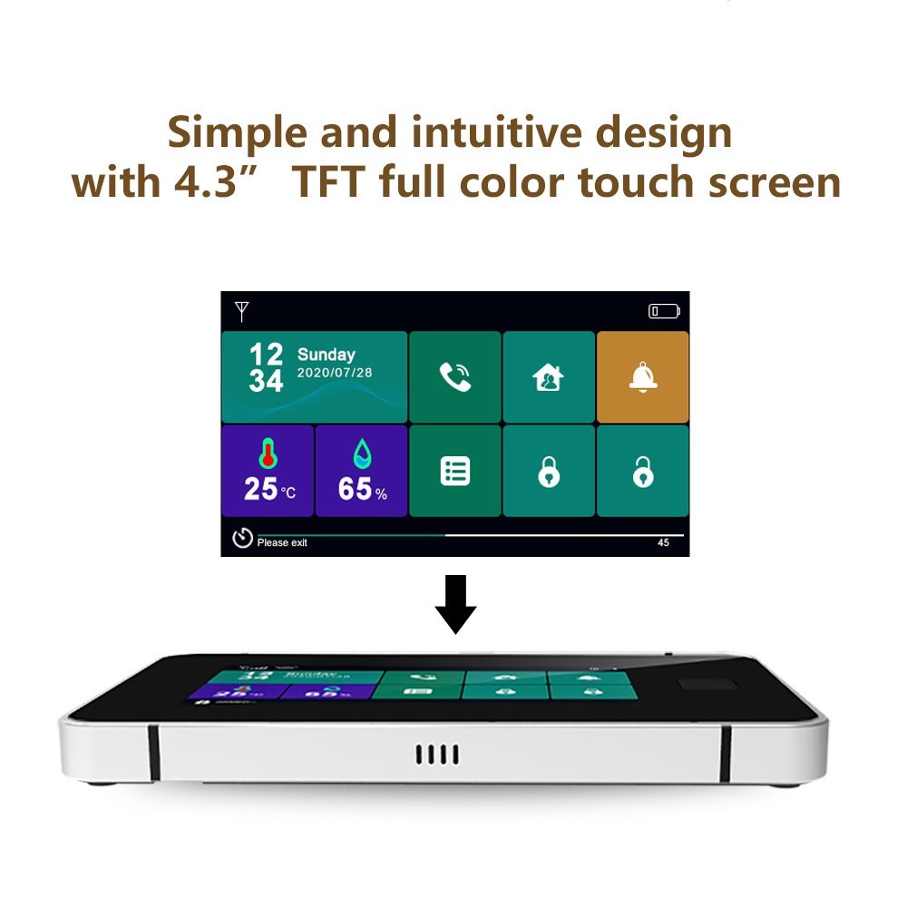 4.3'' Touch Screen Fingerprint GSM 4G WiFi Smart Security System Tuya Anti Burglar Intrusion Home Alarm Systems