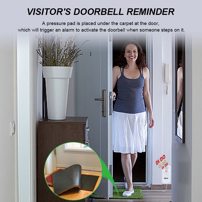Security Alarm Wireless Pressure Pad Alarm Doorbell Floor Mat Detection Alarm for Home Security