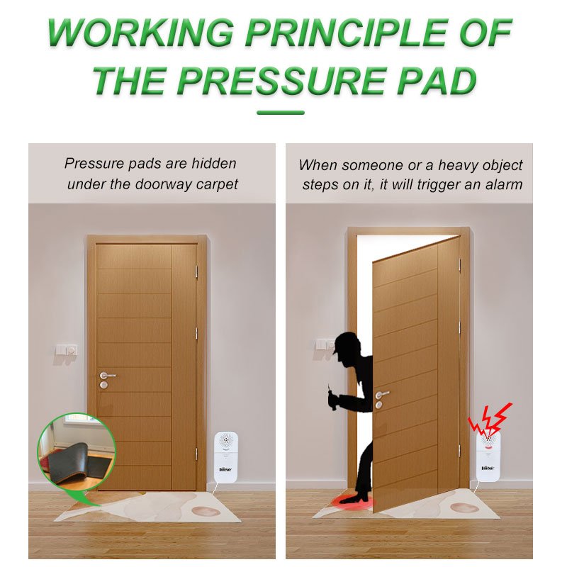 Security Alarm Wireless Pressure Pad Alarm Doorbell Floor Mat Detection Alarm for Home Security