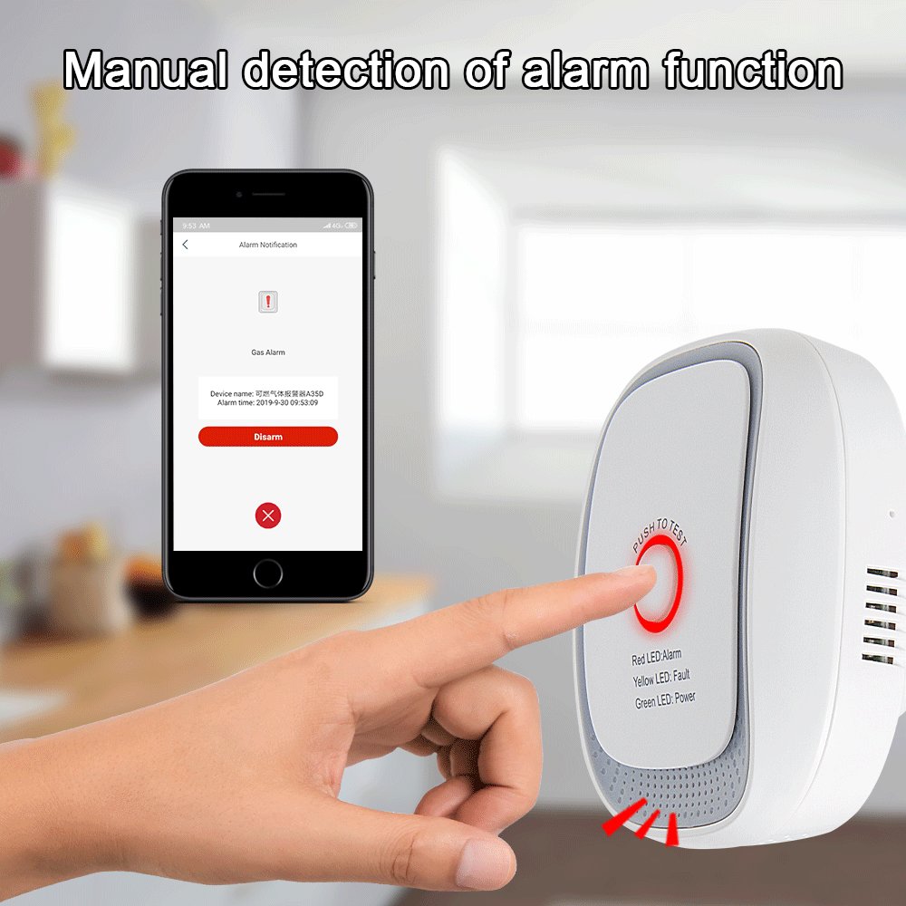 New design Smart home system combustible ch4 natural gas alarm detector wireless tuya wifi gas detector