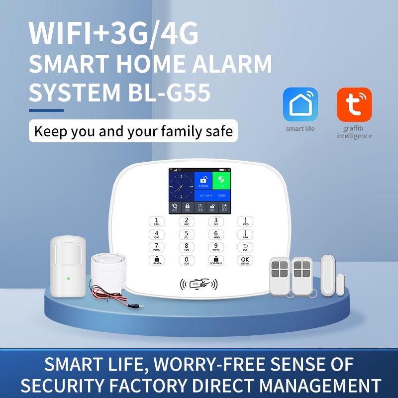 BAILING G55 Tuya Smart Home Alarm Wireless 4G GSM Security Alarm System With Motion Detector Anti-theft WiFi GSM Alarm System