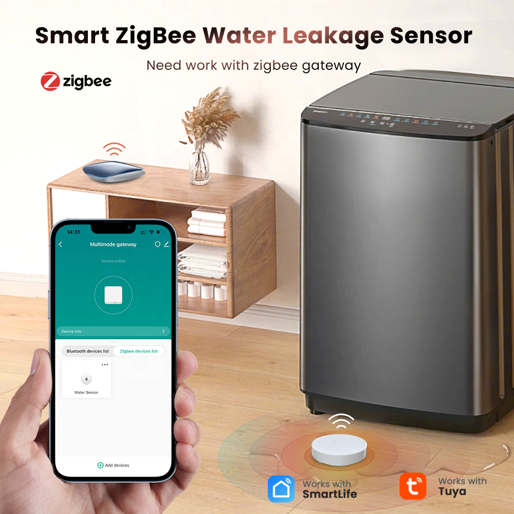 AVATTO Tuya Smart Sensor Zigbee Water Leakage Detector Water Warning Leak Detection Alarm Smart Water Overflow Detection Alarm