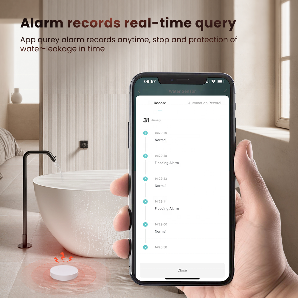 AVATTO Tuya Smart Sensor Zigbee Water Leakage Detector Water Warning Leak Detection Alarm Smart Water Overflow Detection Alarm