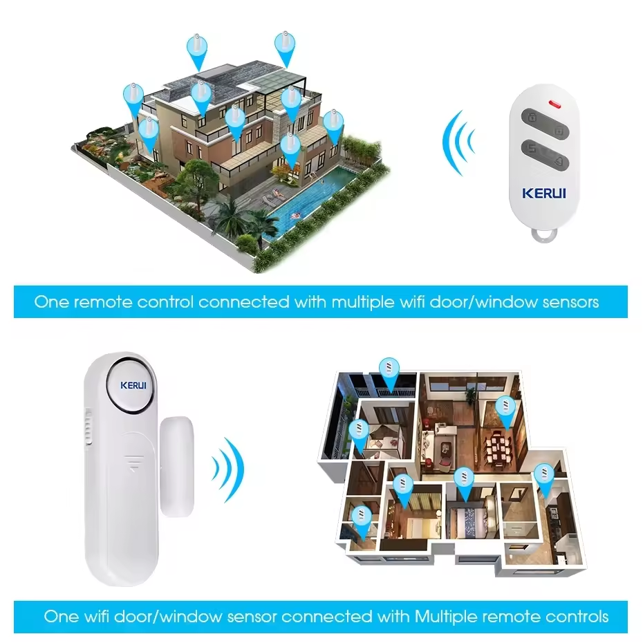 KERUI Wireless WIFI Door Sensor Remote Control Window Door Sensors Alarm Home Security System Alarm Burglar Window Door Alarm