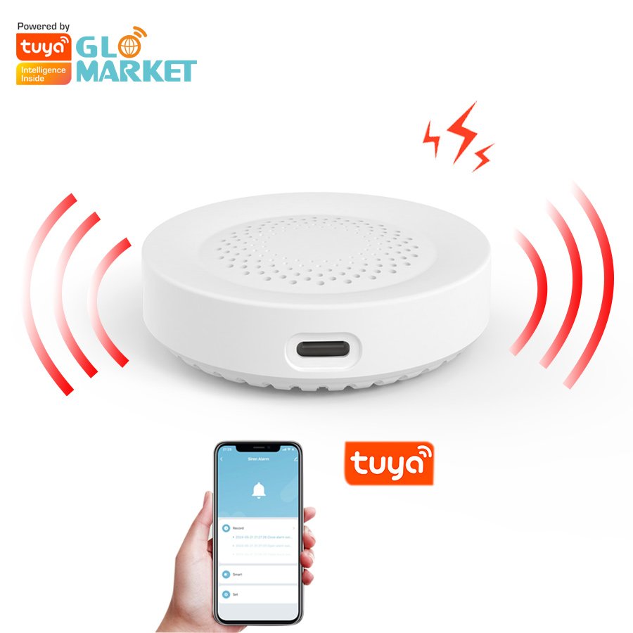 Glomarket Tuya Smart Home Security Alarm System Wifi Siren with App Remote Scene Linkage Google & Alexa Compatible