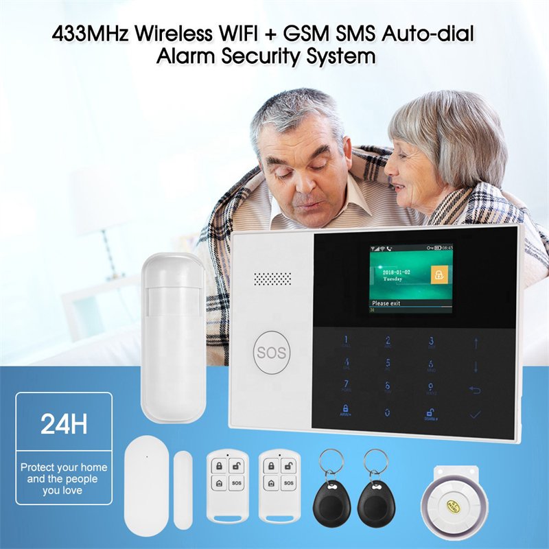 GSM alarm WIFI tuya APP push sim card high decibel alarm gas carbon monoxide smoke detection wireless alarm system