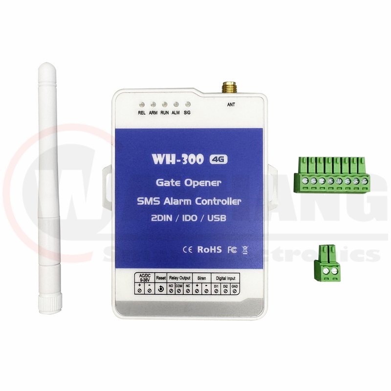 WH-300 GSM 3G 4G Cellular RTU SMS Remote Controller Alarm System With 2 Digital Inputs App Control For Automation Monitoring