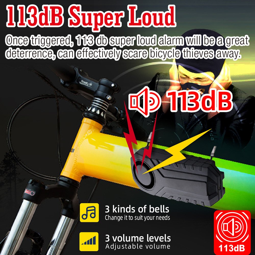 Waterproof 113dB Wireless Remote Control scooter bicycle alarm Vibration Sensor alarm motorcycle bike anti theft bike alarm