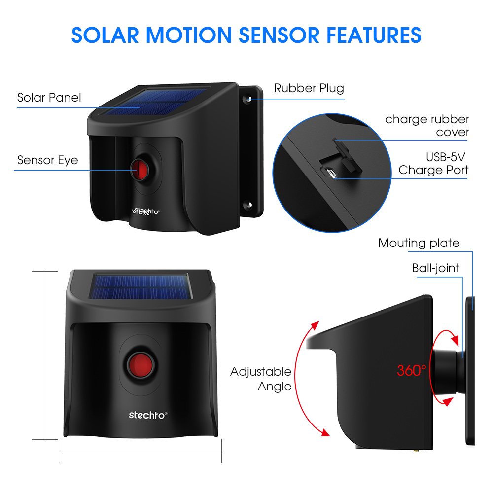 Kerui solar motion sensor alarms driveway alarm system motion detection long range 1500ft burglar alarm