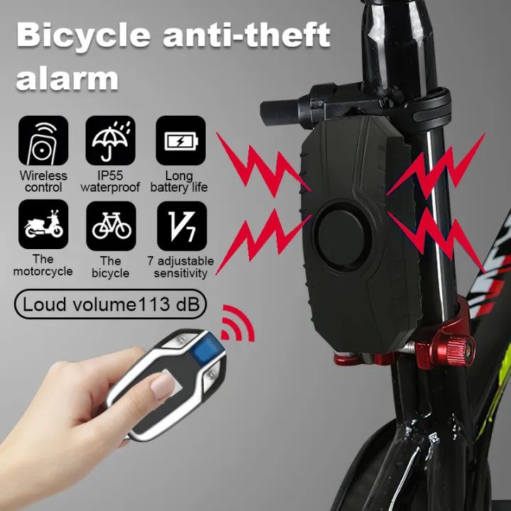 USB Rechargeable Bike Alarm 113dB Wireless Anti Theft Alarm Motor Bike Vibration Sensor Bicycle Vehicle Security Alarm System