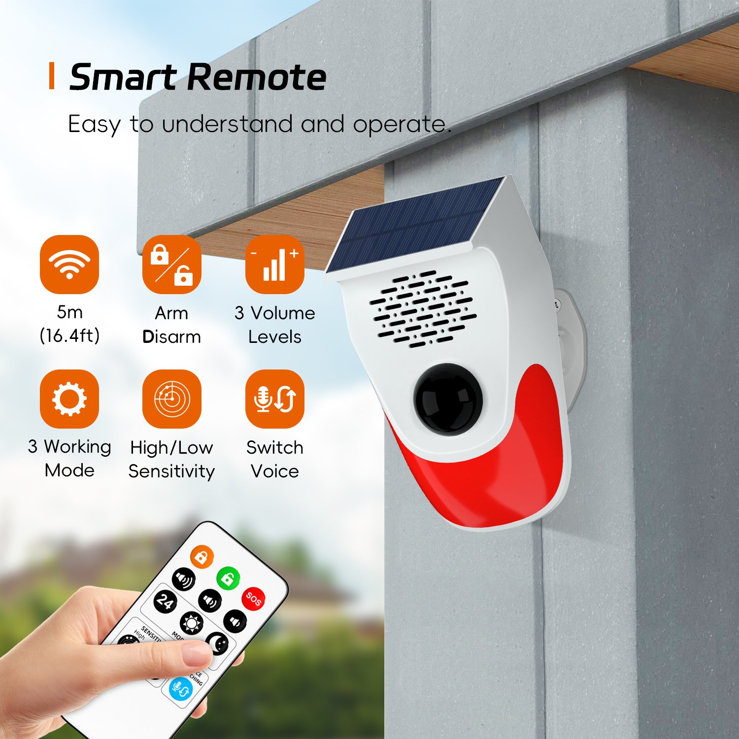Waterproof Outdoor Wireless PIR Infrared Motion Detector with Voice Announcer Solar Charging System for Home Farm Villa Security