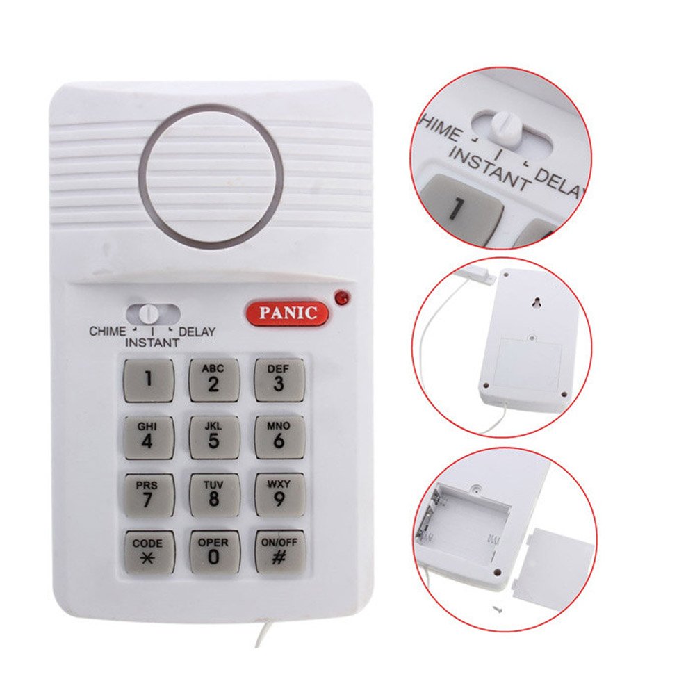 Security Keypad Door Window Alarm System With Panic Button For Home Garage Alarm Systems