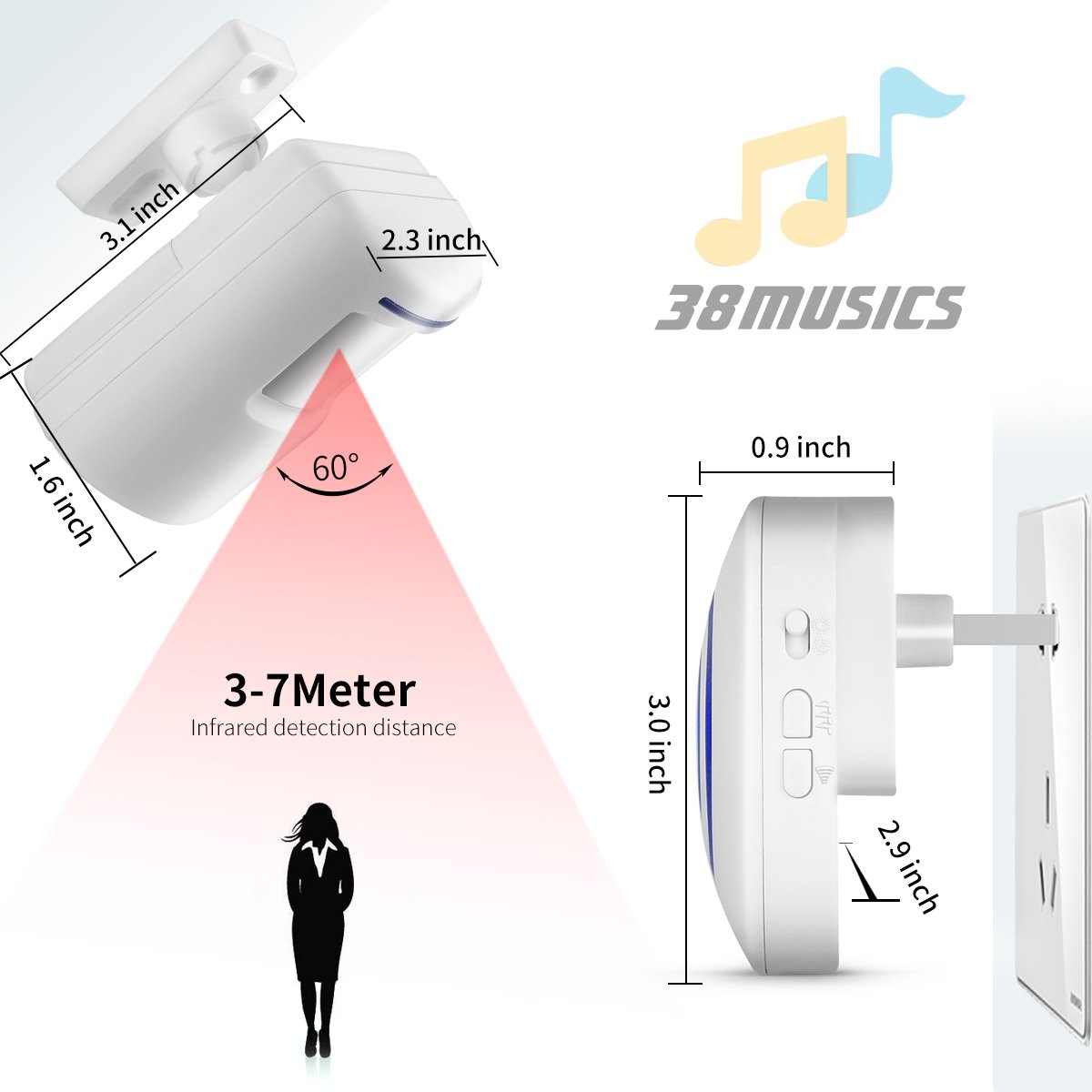 2023 New Design Smart Home Alarm System Transmitter And Receptor Pairs Wireless Infrared Alarm Home Security