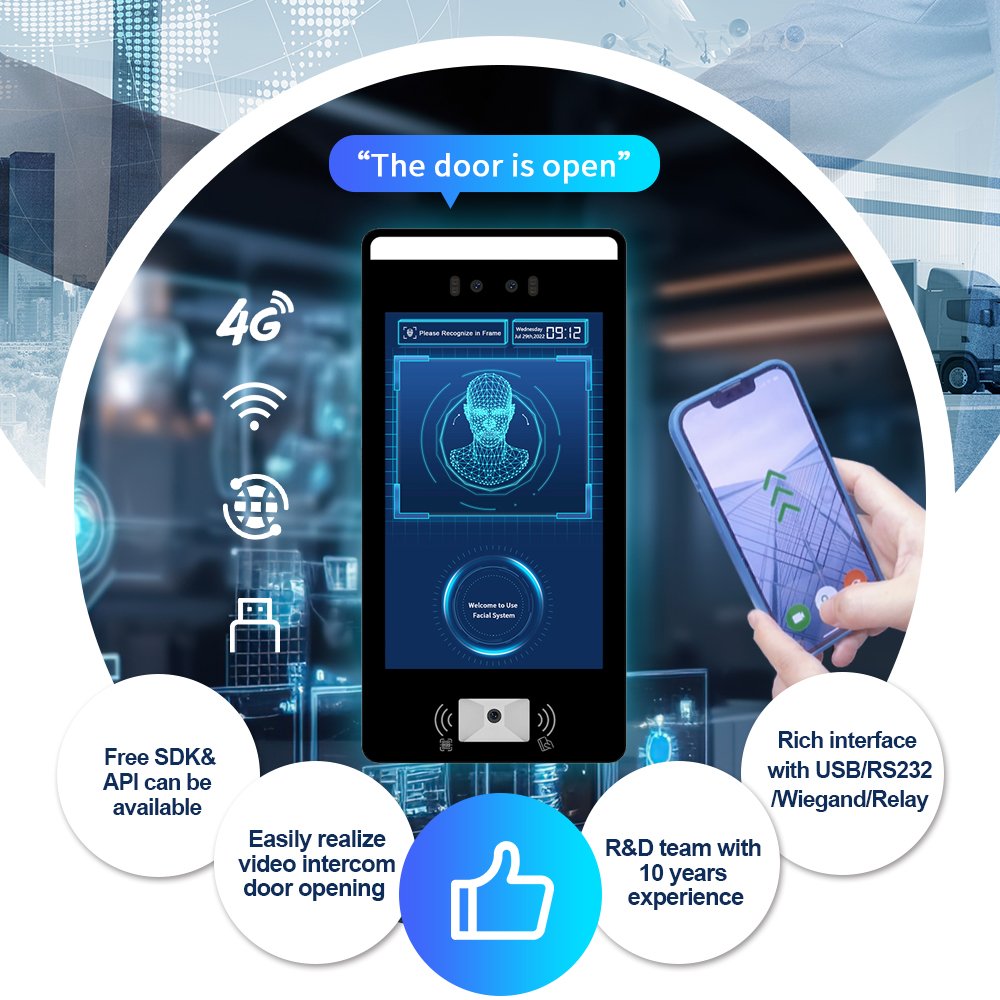 Biometric Temperature Sensor Facial recognition Time Attendance Machine Face recognition Access Control