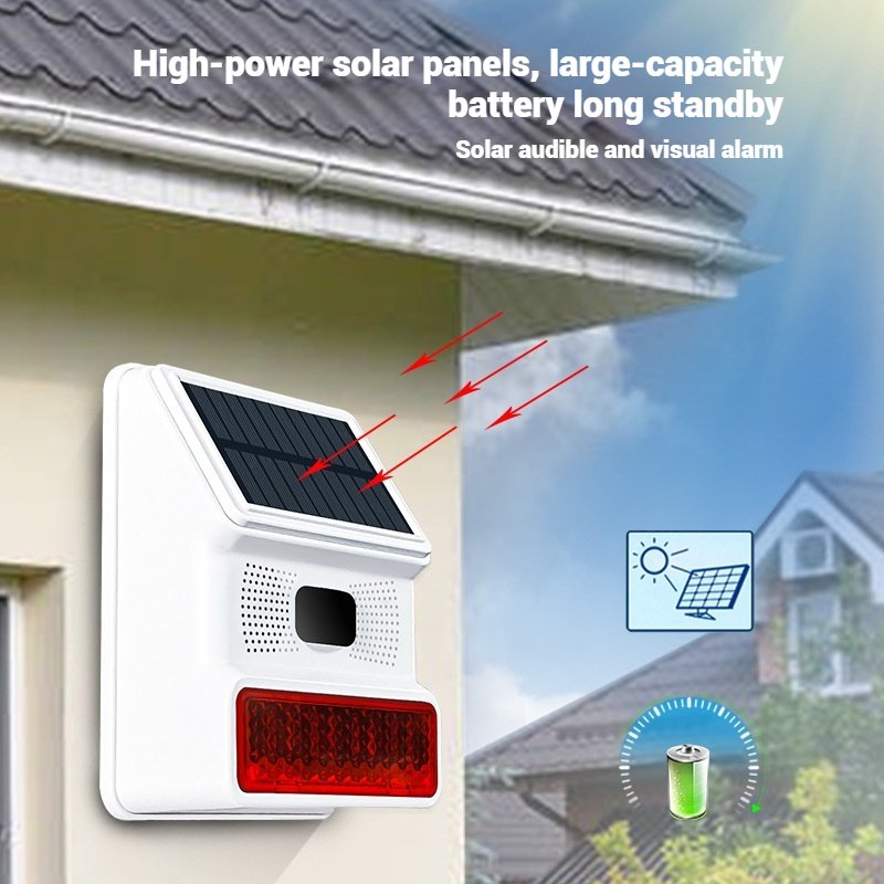 433MHZ Alarm Strobe Solar Siren High Quality Waterproof Outdoor Wireless for Home Security System