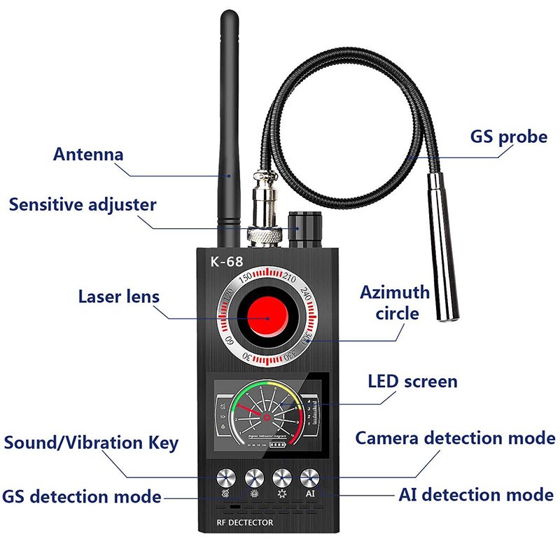 Portable Anti-Eavesdropping Device K68 Bug Detector GSM GPS Tracker Finder Wireless RF Signal Detector