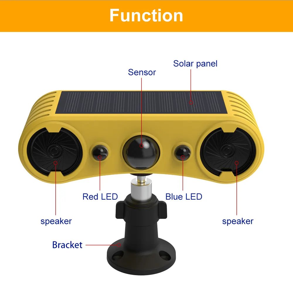2024 Solar Voice alarm IP65 Outdoor Motion Detectors&Sensor IP55 Waterproof Outdoor Solar Alarm Security