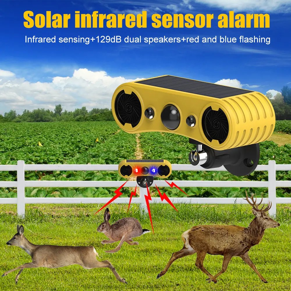2024 Solar Voice alarm IP65 Outdoor Motion Detectors&Sensor IP55 Waterproof Outdoor Solar Alarm Security